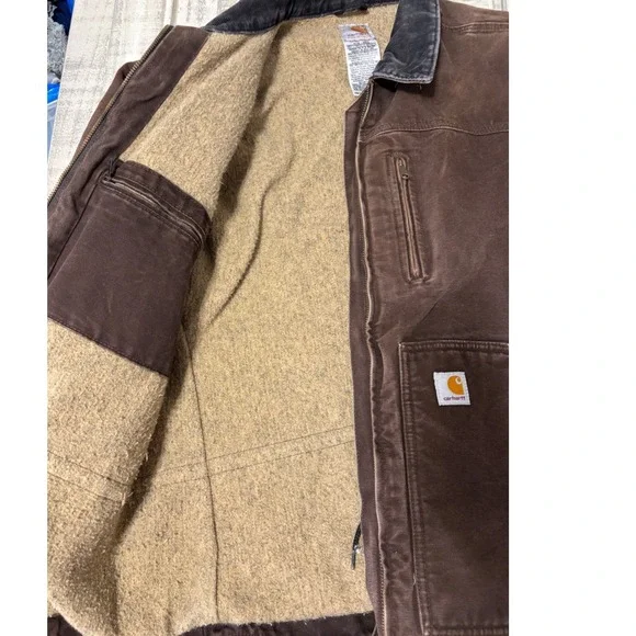 Carhartt Women's Sherpa Lined Canvas Work Jacket Brown Regular Large WCI081 - Picture 12 of 16